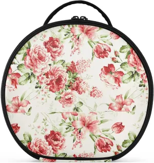 ALAZA Red Floral Vintage Color Travel Cosmetic Organizer Make up Organizer Toiletry Bag