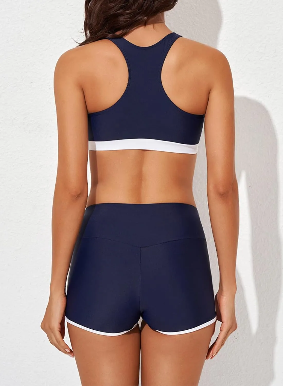 Aleumdr Womens Athletic 3 Piece Tankini Swimsuits with Shorts Swim Tank Tops with Sports Bra and Boyshorts Bathing Suits