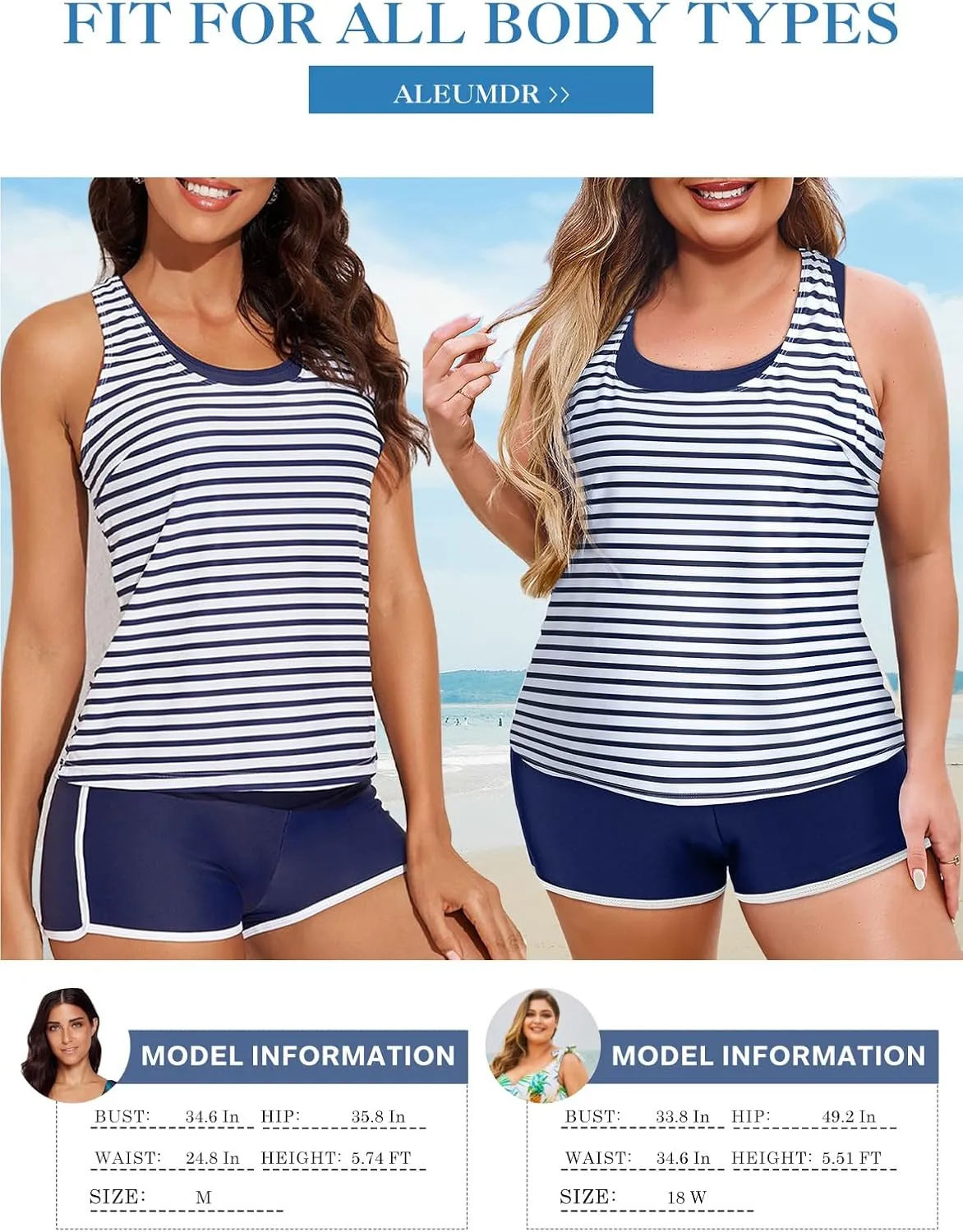 Aleumdr Womens Athletic 3 Piece Tankini Swimsuits with Shorts Swim Tank Tops with Sports Bra and Boyshorts Bathing Suits