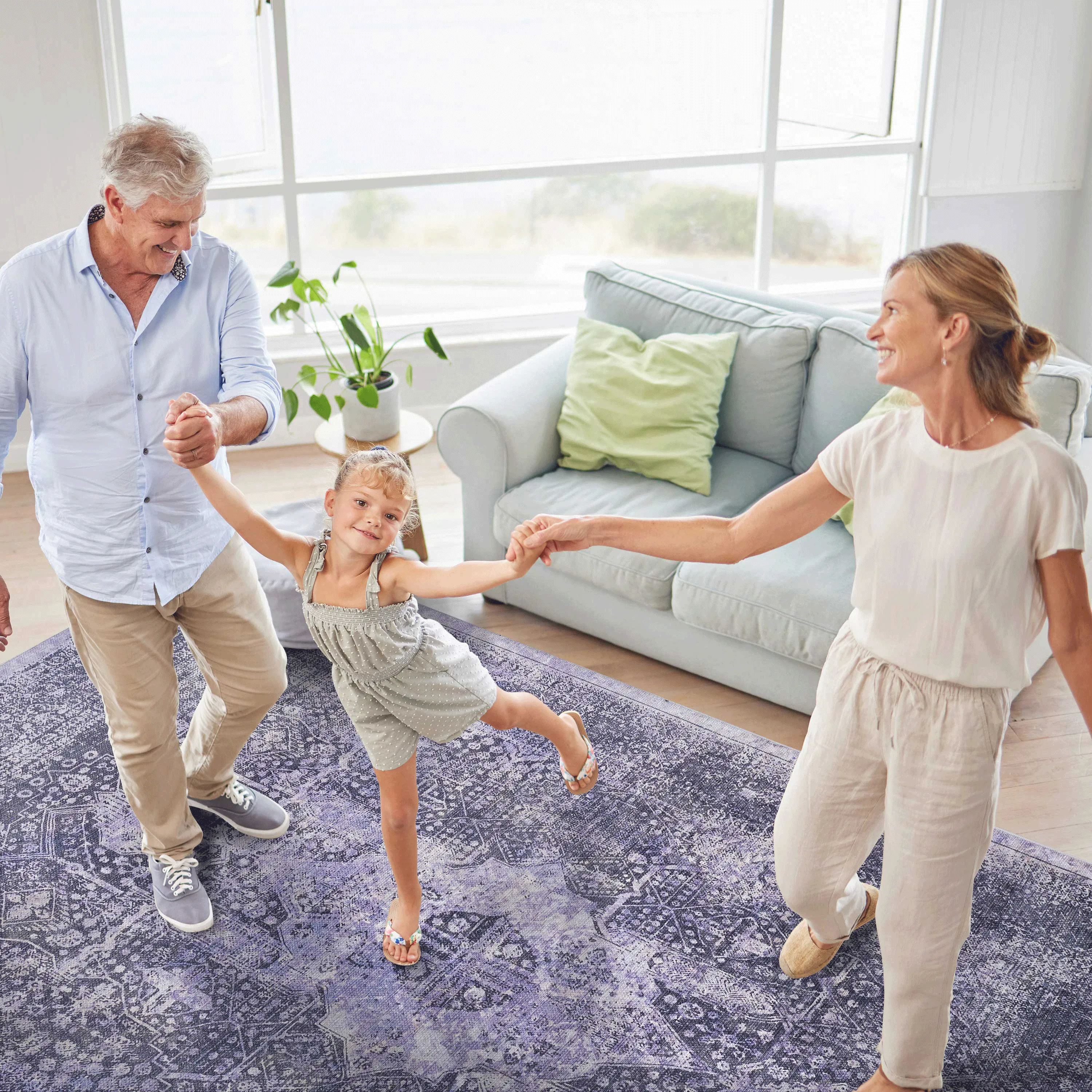 Area Rugs 9x12 Living Room, Washable Area Rug, Low-Pile, Non-Slip, Non-Shedding, Foldable, Kid & Pet Friendly - Area Rugs for living room, bedroom, kitchen, dining room rug - (Anthracite,9'x12')