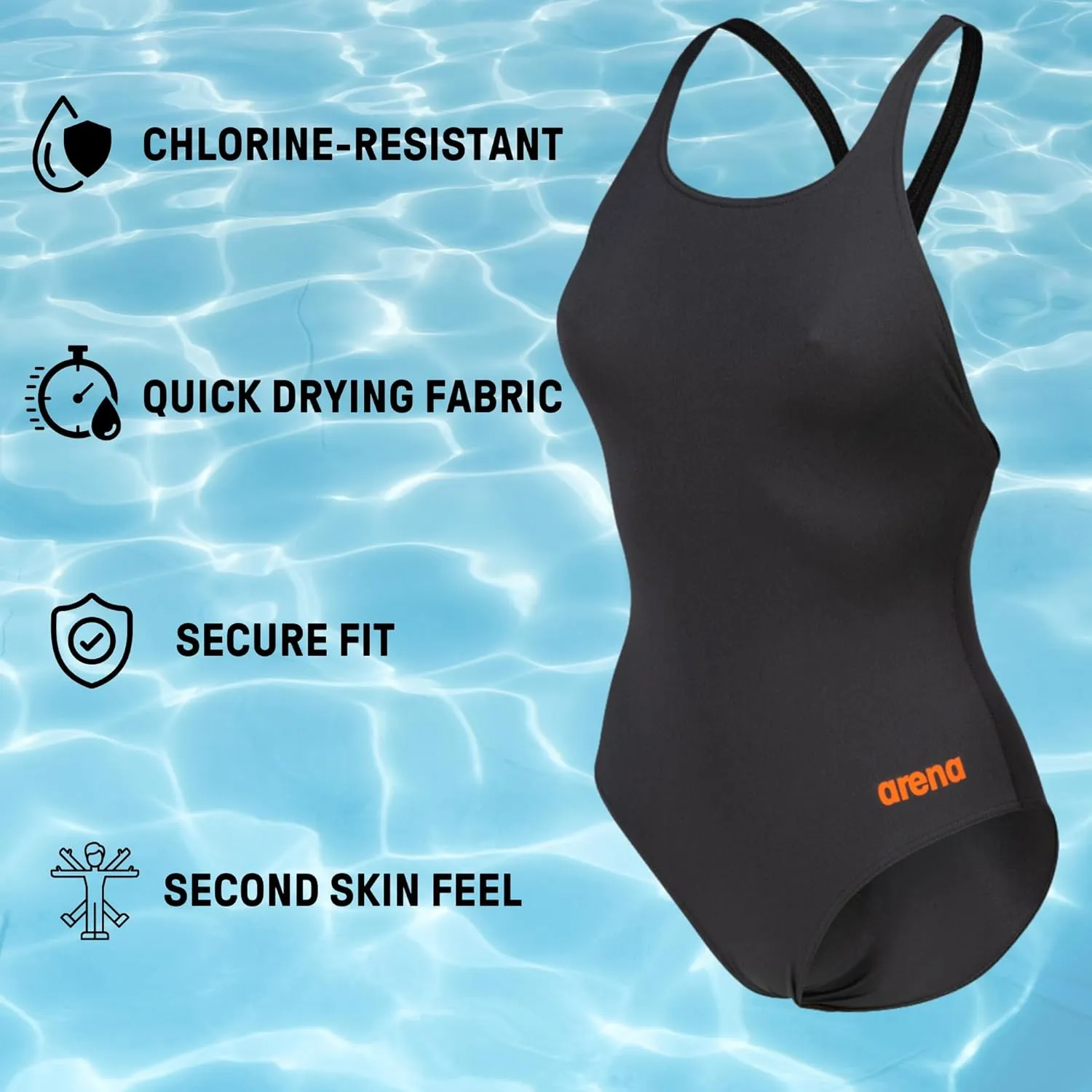 ARENA Women's Team Solid Athletic One Piece Swimsuit - Quick Drying, Chlorine Resistant, Sporty Ladies Swimsuit