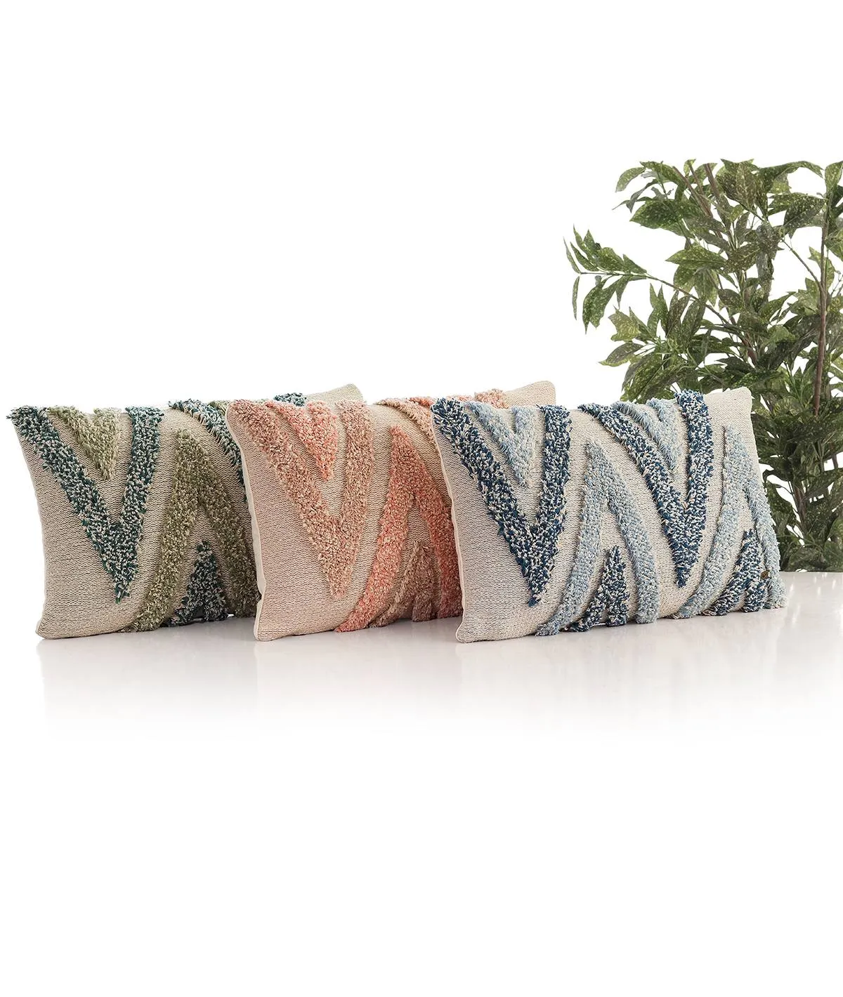 Arrowhead Cotton Knitted Decorative Sky Blue & Natural Color 12 x 20 Inches Pillow Covers