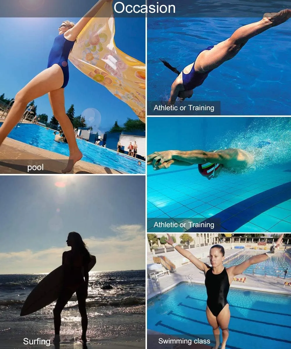 Athletic One Piece Swimsuit for Women Modest Criss Cross Back Slimming Bathing Suit Swimming Suit