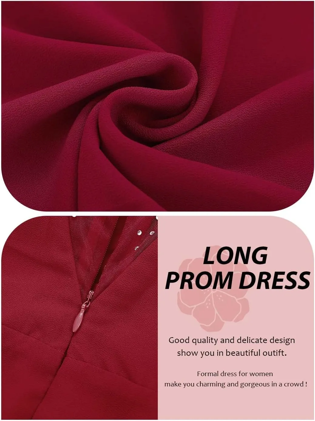 Aukmla Women Red Guest Wedding Dress V Neck Short Cap Sleeve Evening Gown Maxi Formal Dresses