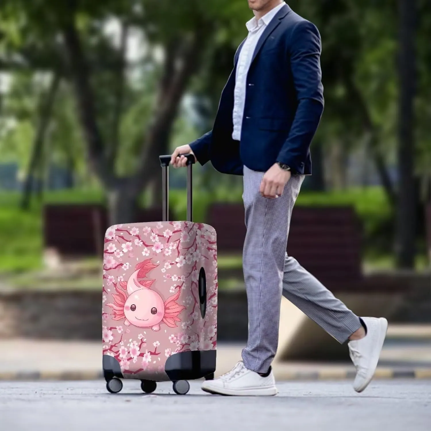 Axolotl Protective Cover For Luggage 28 Inch Luggage Cover Cherry Blossom Travel Luggage Cover Suitcase Protector Travel Accessories