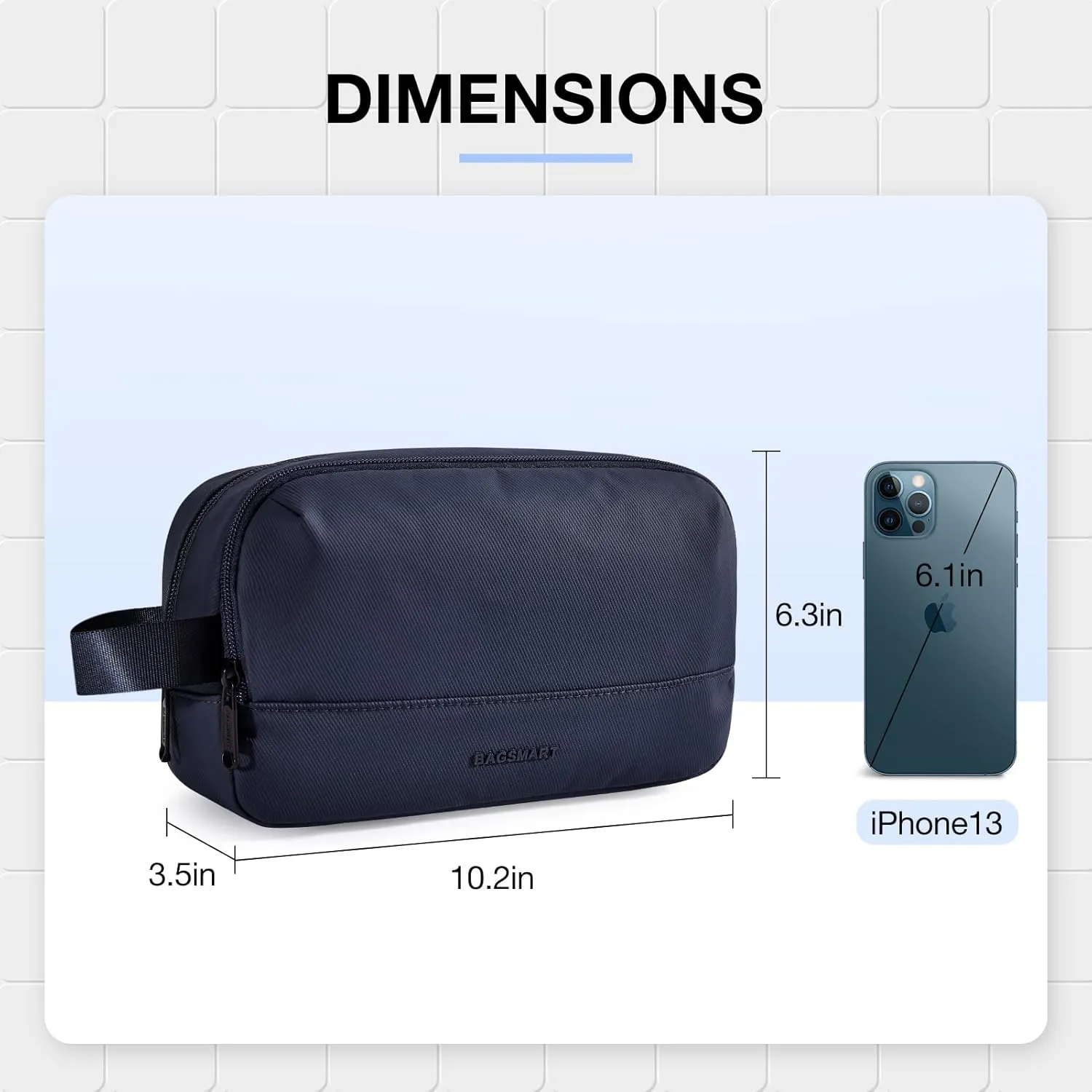 BAGSMART Travel Toiletry Bag for Men, Dopp Kit Water Resistant Shaving Bag for Toiletries Accessories, Navy-Medium