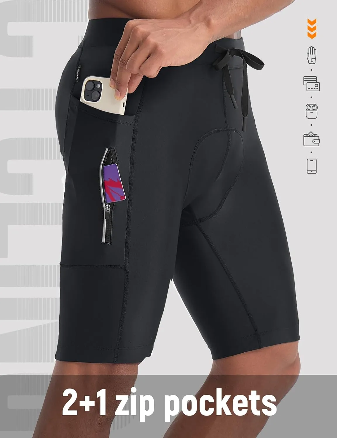 baleaf Men's Padded Bike Shorts Cycling Road Biking Riding Bicycle Cycle Wear Pockets UPF 50  MTB Accessories Tights