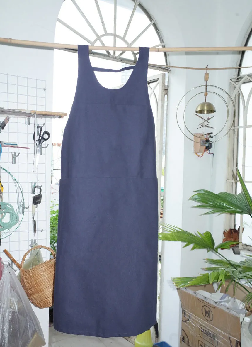 Banana Leaf Pocket Apron (Adult) - Dark Blue