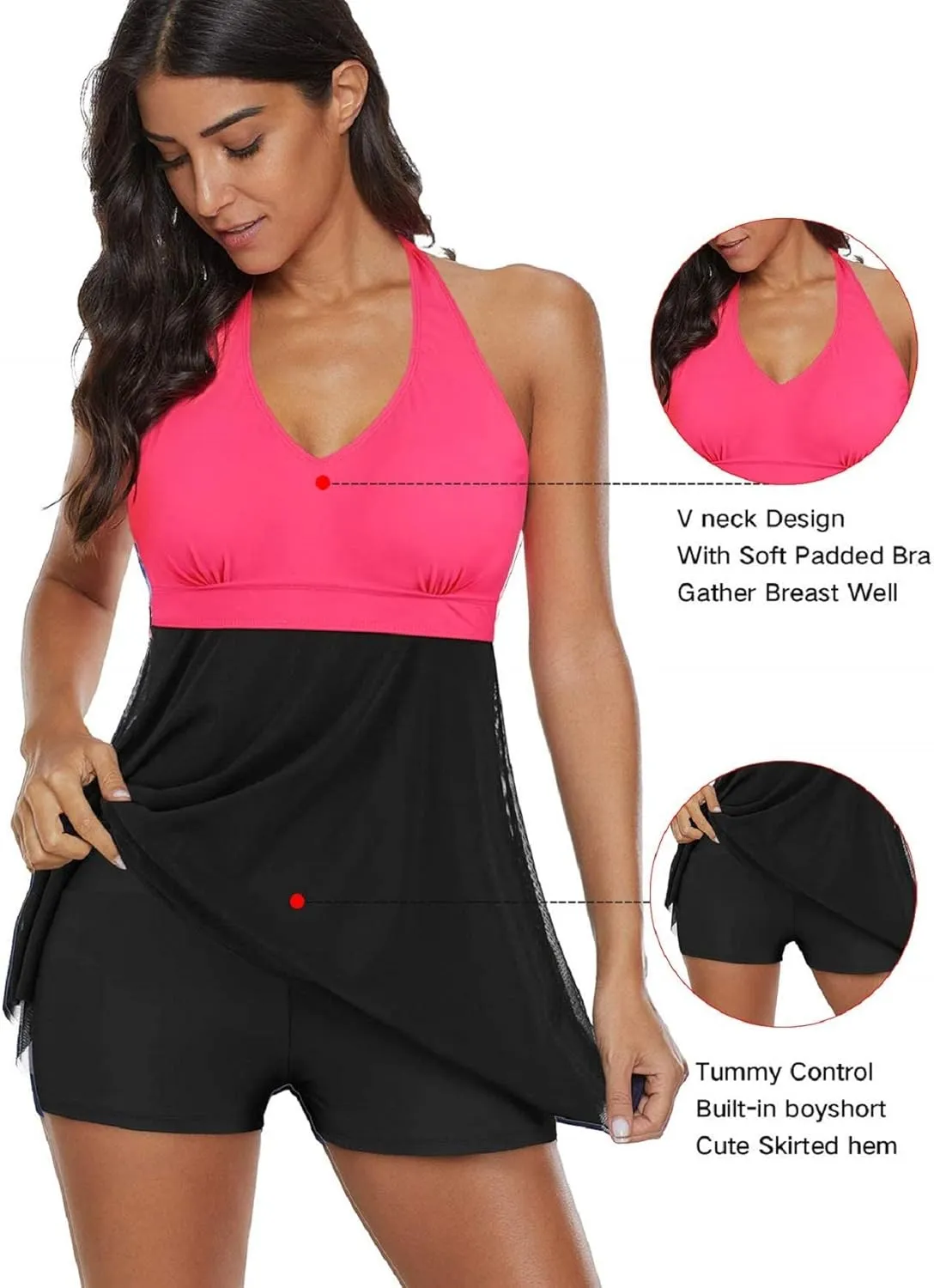 Bathing Suits for Women Tummy Control Plus Size Womens One Piece Swimsuit Athletic Swimdress