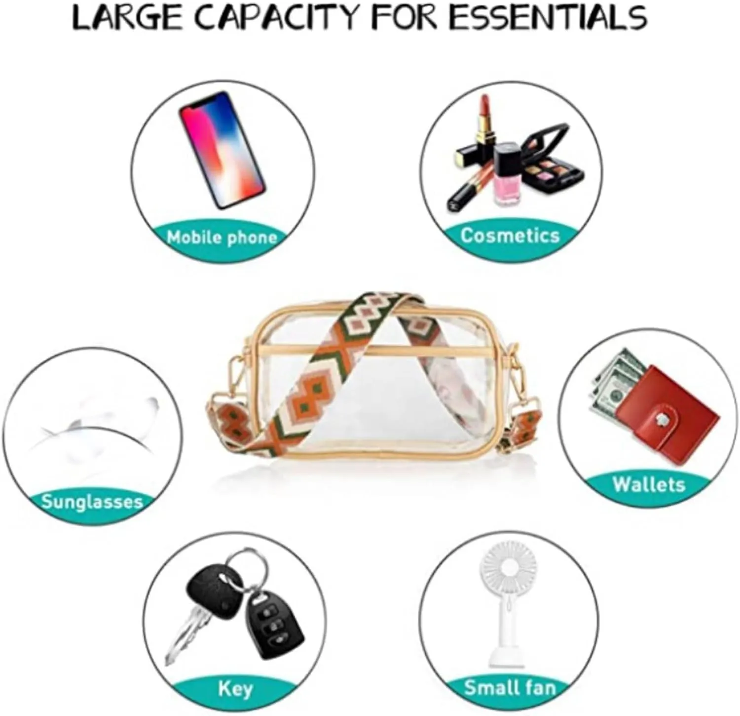 Beach Tote Bag Hobo Transparent Zipper Shoulder Bag Fashion New Pattern Messenger Bag Suitable For Outdoor Beach Travel Y