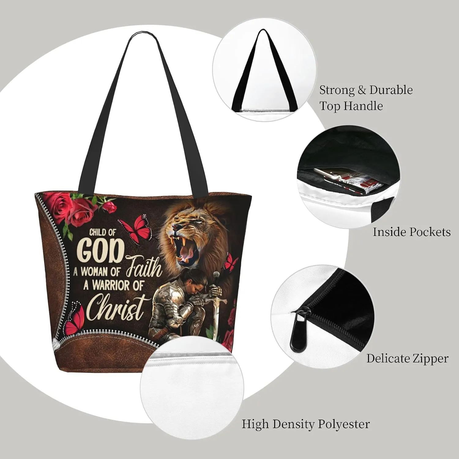Bible Tote Bags for Women Christian Tote Bags Reusable Shoulder Bag Church Bags Christian Gifts for Women Work