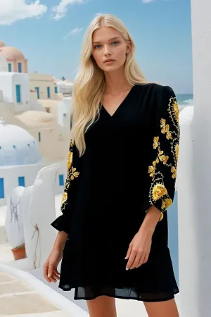 Black Gold Knee Length Dress