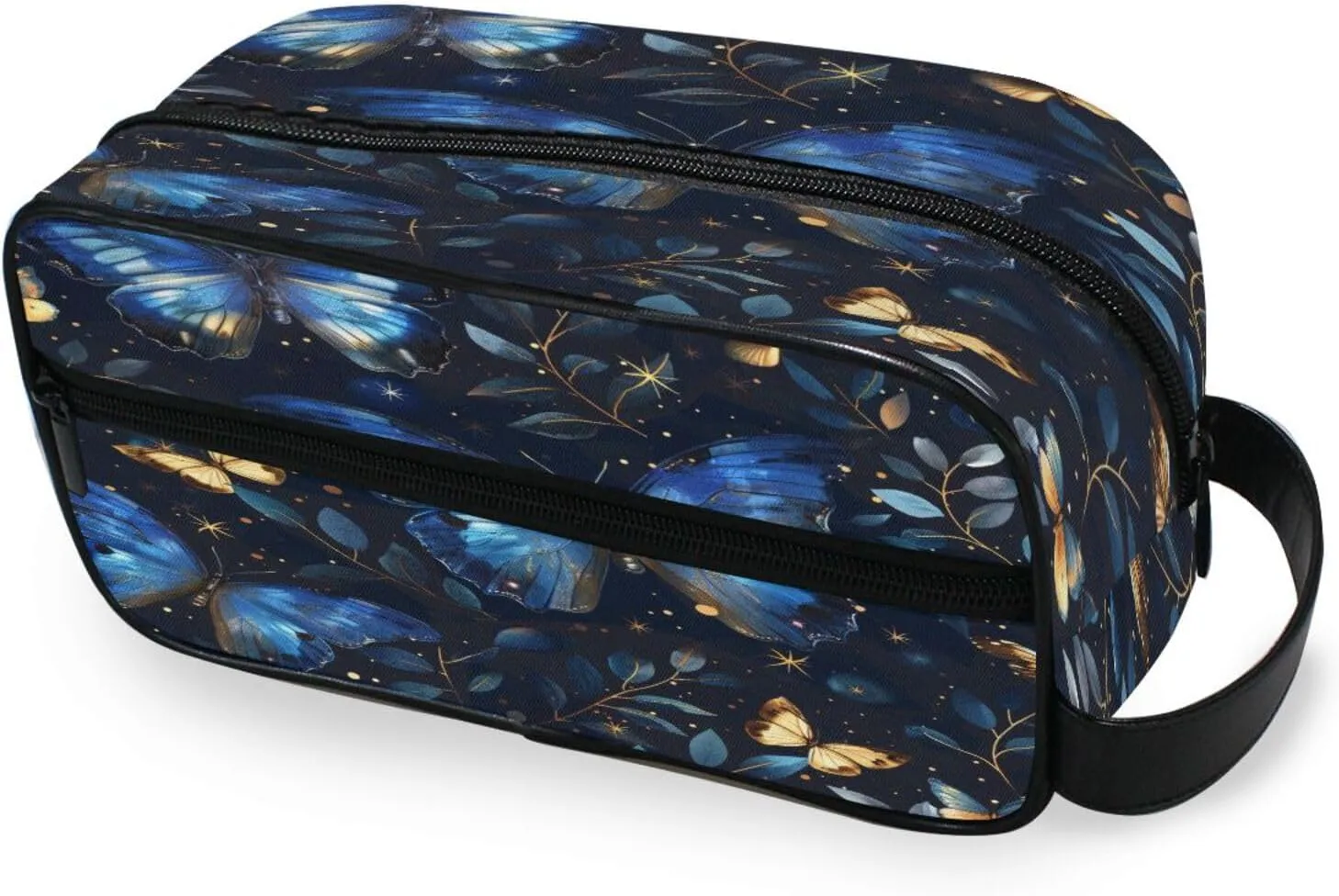 Blue Butterflies Travel Toiletry Bag for Women Men, Hanging Cosmetic Bag, Water Resistant Shaving Bag for Toiletries Accessories