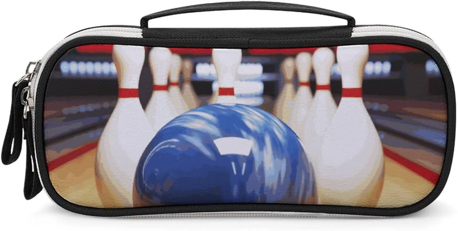 Bowling Leather Makeup Bag Portable Small Cosmetic Organizer Waterproof Toiletry Bags Brushes Pencils And Travel Make Up Accessories