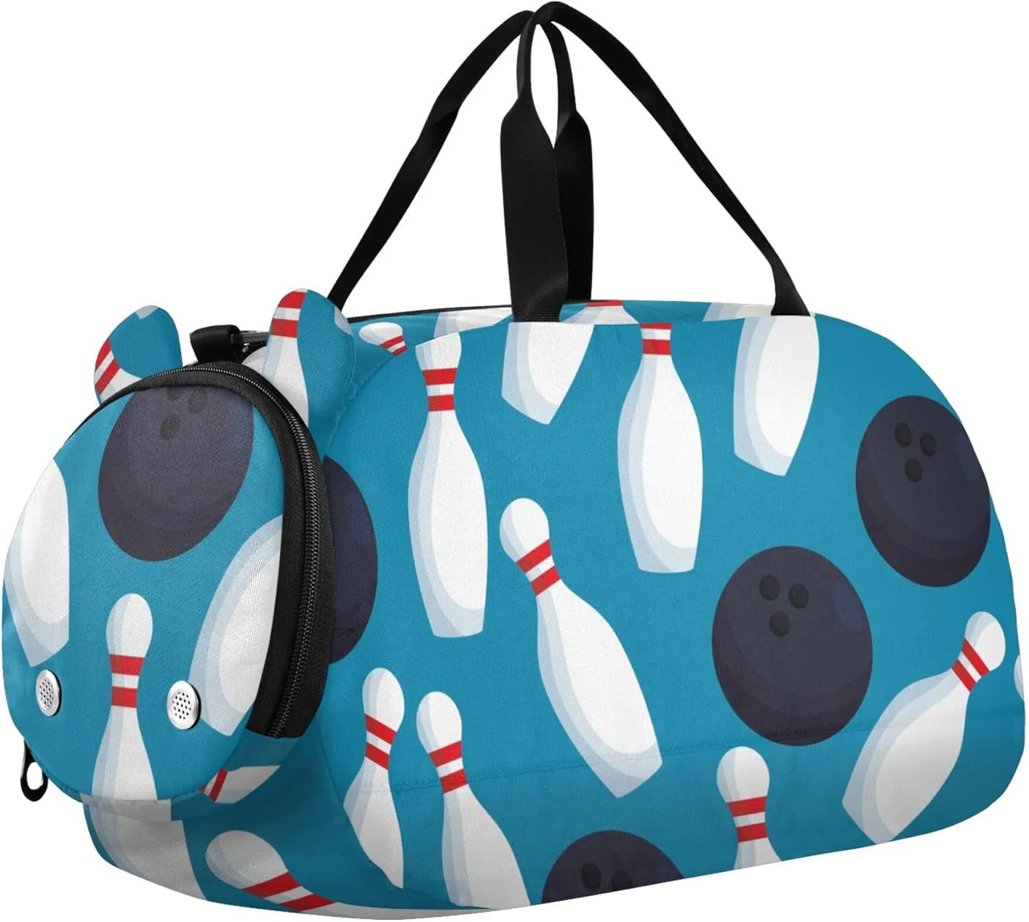 Bowling Sports Sports Duffle Bags for Girls Boys, Gym Bag with Shoe Compartment, Kids Travel Overnight Weekender Shoulder Bag