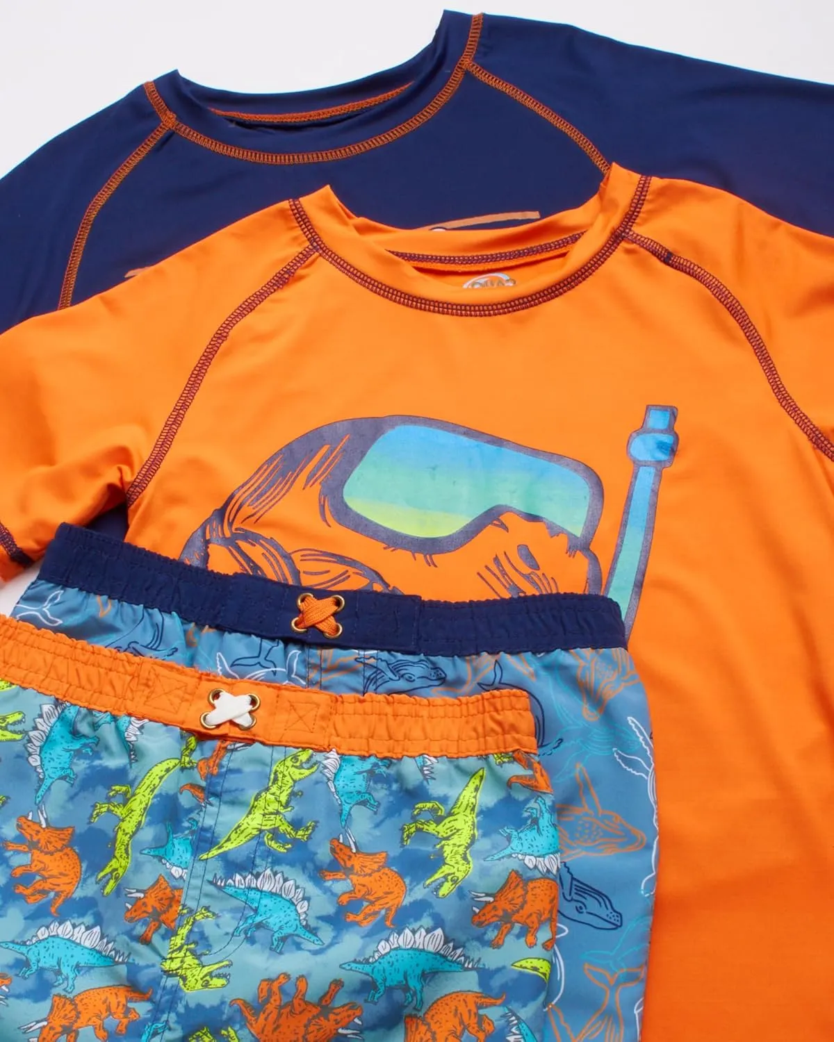 Boys Rash Guard Swimsuit Set  4-Piece Kids Short Sleeve Bathing Suit Swimwear Sets (Sizes: 5-12)