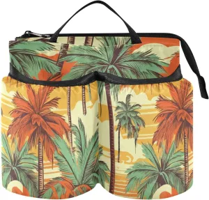Burbuja Colorful Hawaii Palms Luggage Cup Holder, Portable Suitcase Drinks Beverage Holder for Flight Attendant, Universal Travel Accessories