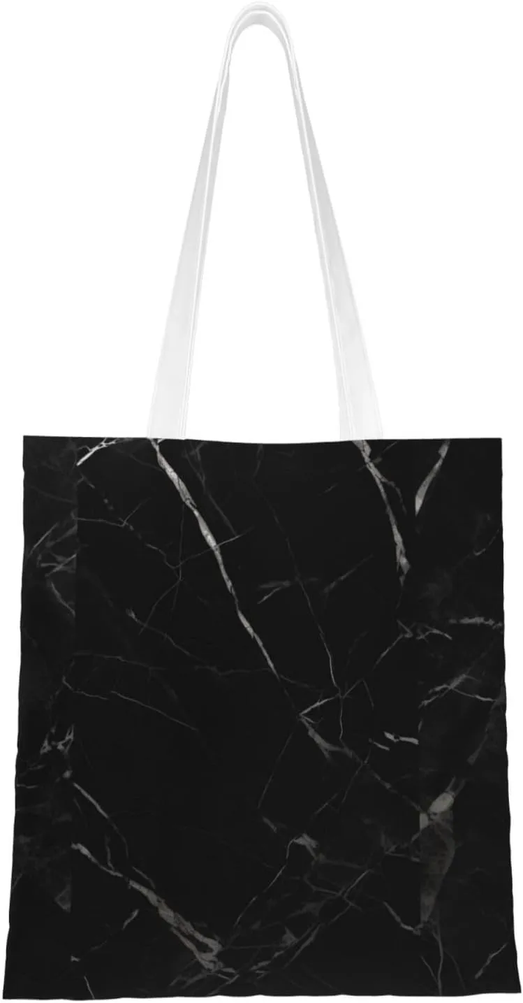 Canvas Tote Bag Aesthetic for Women Black Marble Shopping Bags Large Tote Shoulder Bag Reusable Grocery Bags Hobo Bags Casual Handbags Cute Cloth Bags Birthday Gifts
