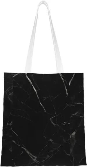Canvas Tote Bag Aesthetic for Women Black Marble Shopping Bags Large Tote Shoulder Bag Reusable Grocery Bags Hobo Bags Casual Handbags Cute Cloth Bags Birthday Gifts