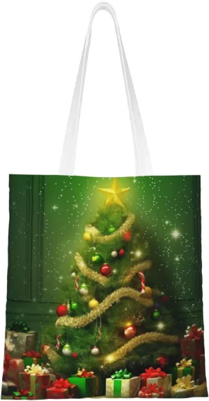 Canvas Tote Bag Aesthetic for Women christmas trees Shopping Bags Large Tote Shoulder Bag Reusable Grocery Bags Hobo Bags Casual Handbags Cute Cloth Bags Birthday Gifts
