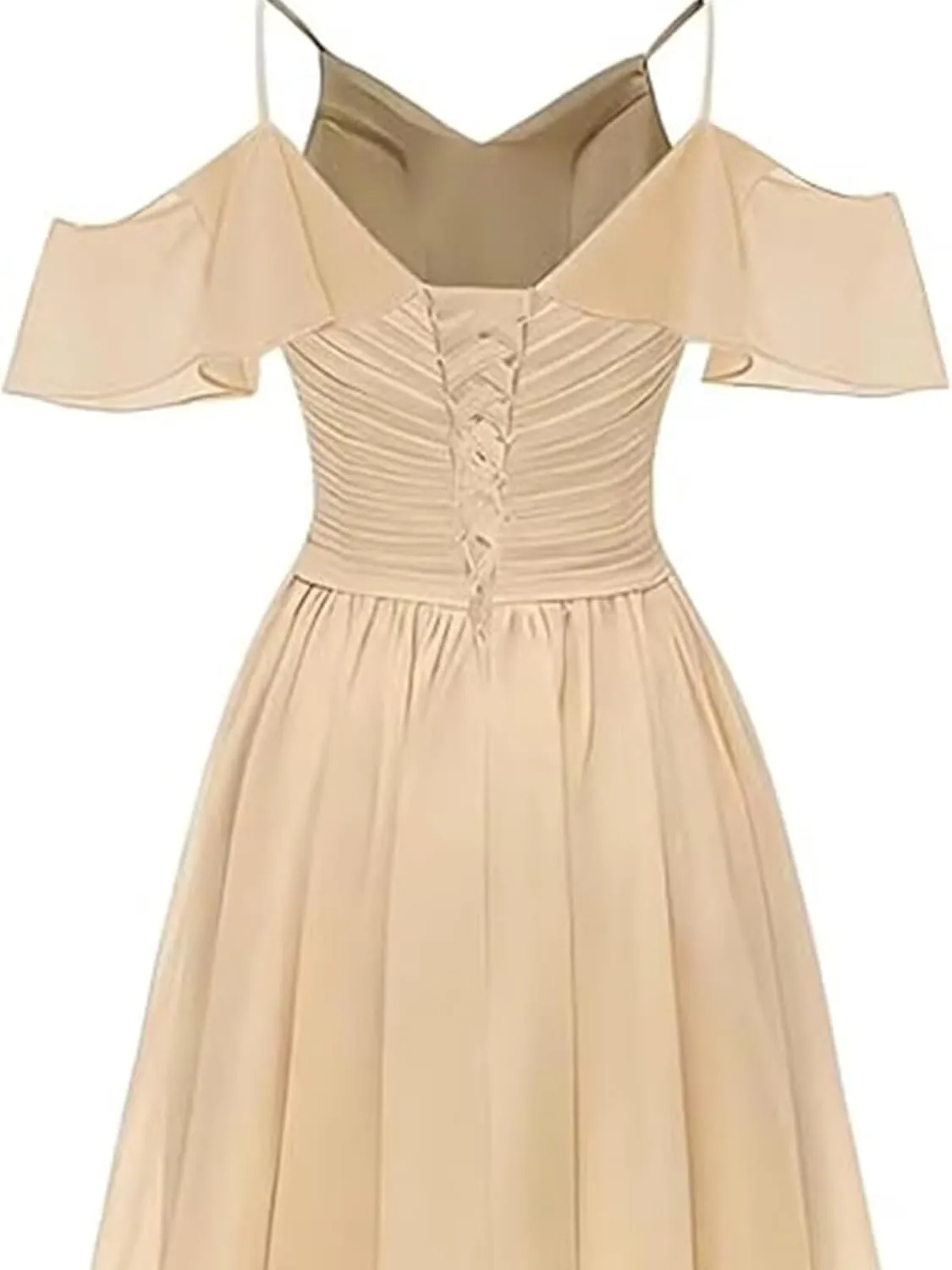 Chiffon Off Shoulder Bridesmaid Dresses 2025 Short Pleated A Line V Neck Ruffles Formal Evening Gown with Pockets
