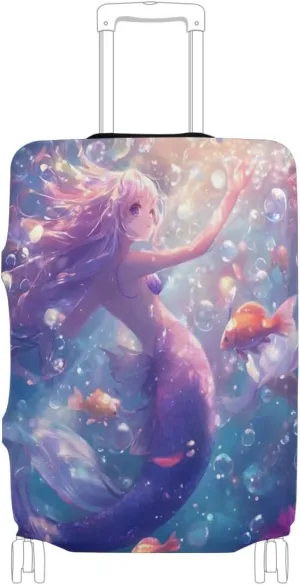 CHIFIGNO Cute Mermaid Princess Suitcase Cover Fits 18-32 Inch Suitcase Travel Accessories XL Fits 29-32 Inch