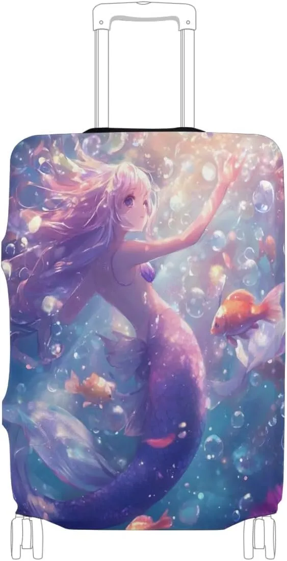 CHIFIGNO Cute Mermaid Princess Suitcase Cover Fits 18-32 Inch Suitcase Travel Accessories XL Fits 29-32 Inch