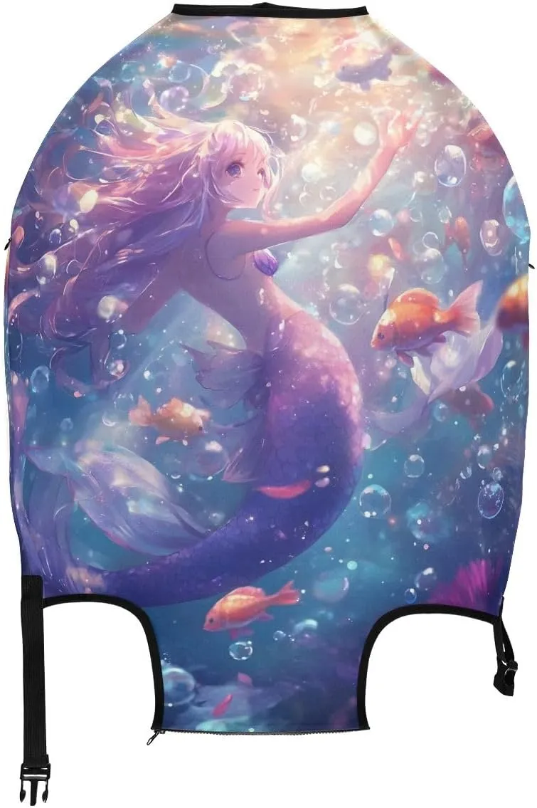 CHIFIGNO Cute Mermaid Princess Suitcase Cover Fits 18-32 Inch Suitcase Travel Accessories XL Fits 29-32 Inch