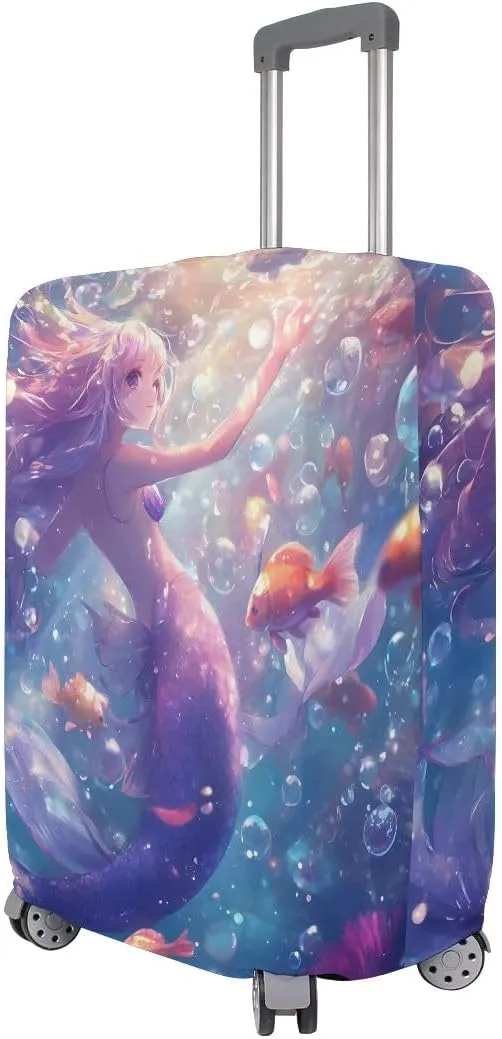 CHIFIGNO Cute Mermaid Princess Suitcase Cover Fits 18-32 Inch Suitcase Travel Accessories XL Fits 29-32 Inch