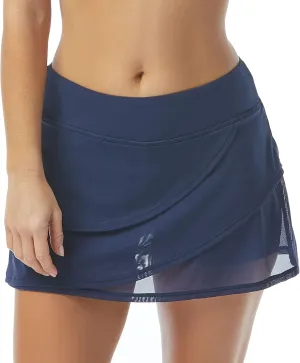 COCO REEF Mesh Layer Swim Skort for Women - Tummy Control, High-Waisted Bathing Suit Skirt Bottoms