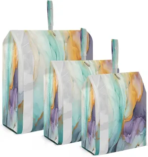 Colorful Marble Green Packing Cubes for Travel 3 Set Compression Packing Bags Luggage Accessories for Carry On