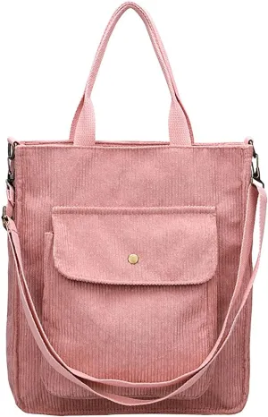 Corduroy Tote Bag Women Shoulder Bags Casual Top Handle Bag Ladies Handbags Canvas Beach Tote