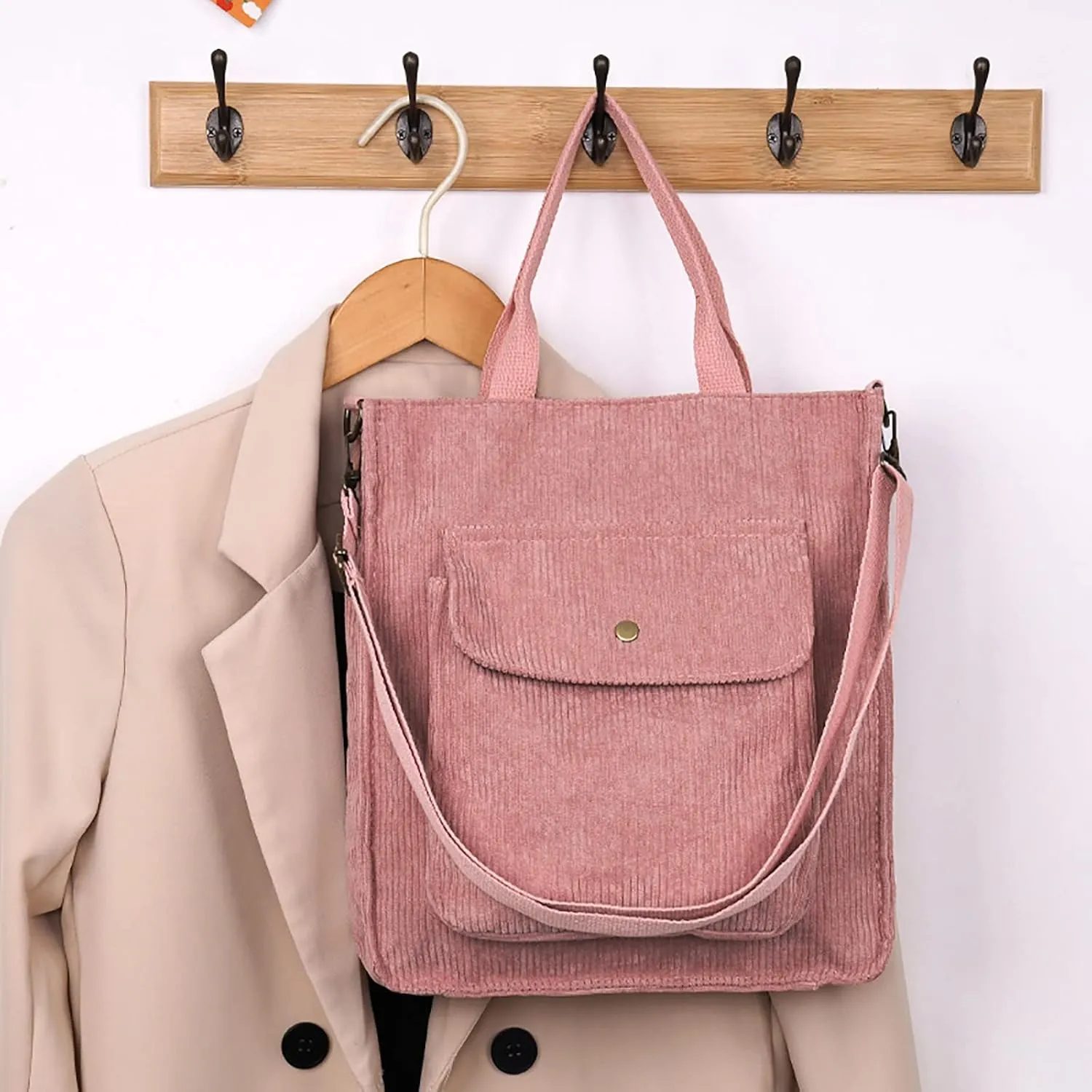 Corduroy Tote Bag Women Shoulder Bags Casual Top Handle Bag Ladies Handbags Canvas Beach Tote