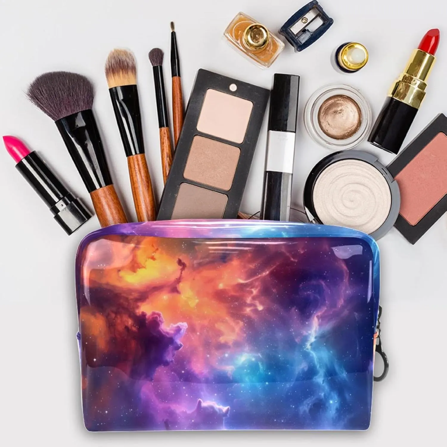 Cosmic Nebula Cosmetic Bags, Portable Travel Makeup Bags with Zipper, PVC Cosmetic Pouch Small Toiletry Bag Organizer Bags