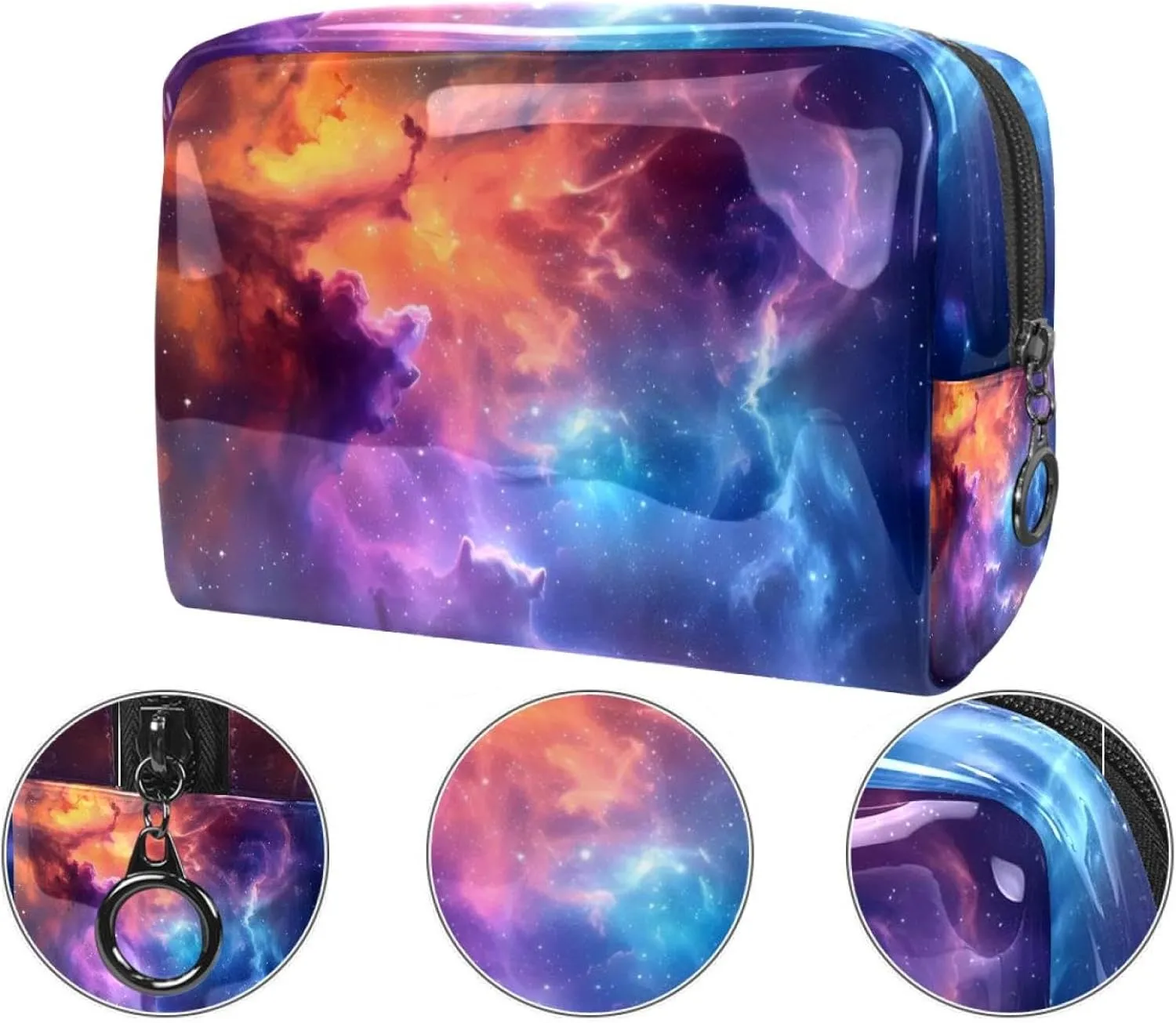 Cosmic Nebula Cosmetic Bags, Portable Travel Makeup Bags with Zipper, PVC Cosmetic Pouch Small Toiletry Bag Organizer Bags