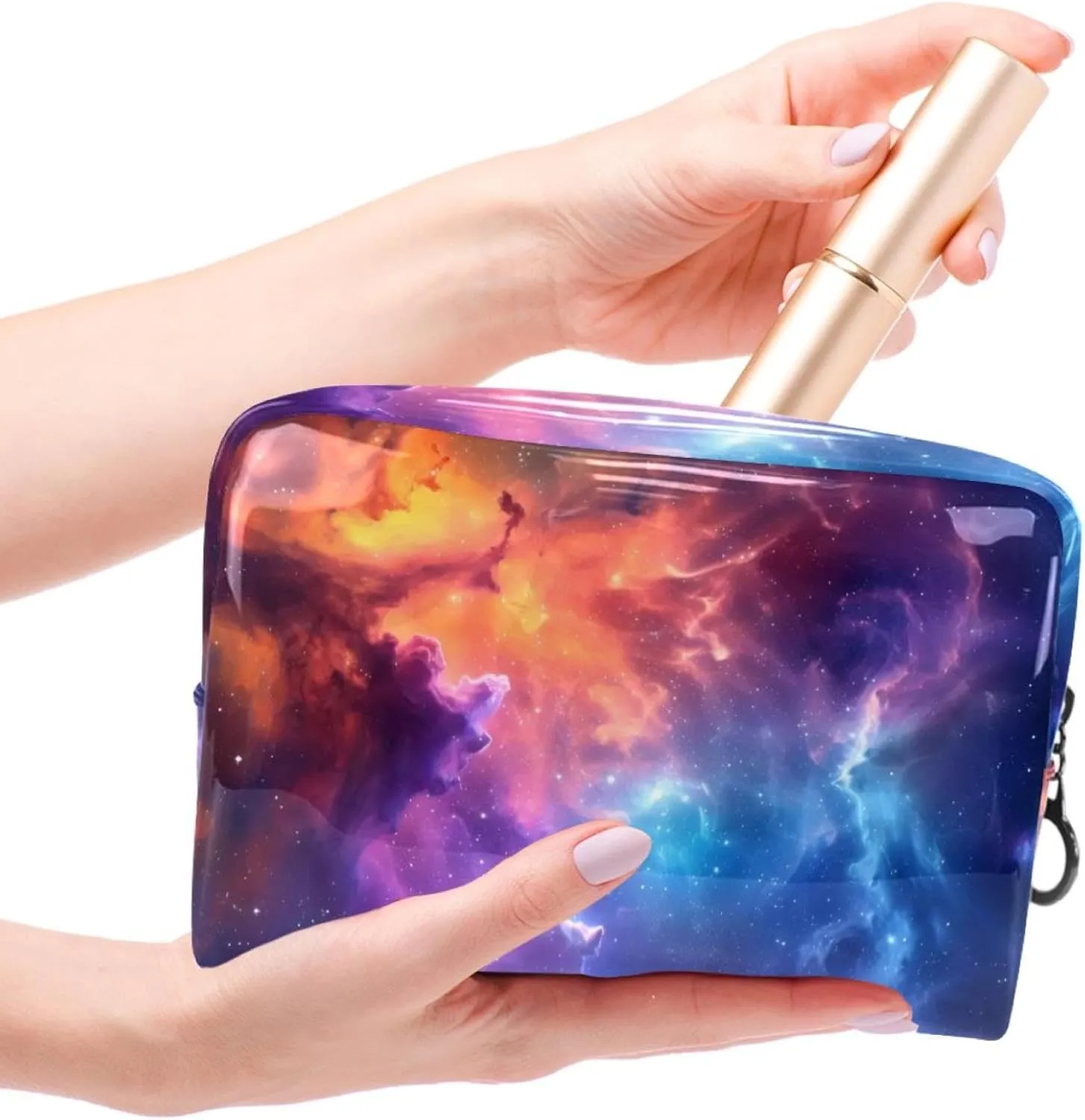 Cosmic Nebula Cosmetic Bags, Portable Travel Makeup Bags with Zipper, PVC Cosmetic Pouch Small Toiletry Bag Organizer Bags
