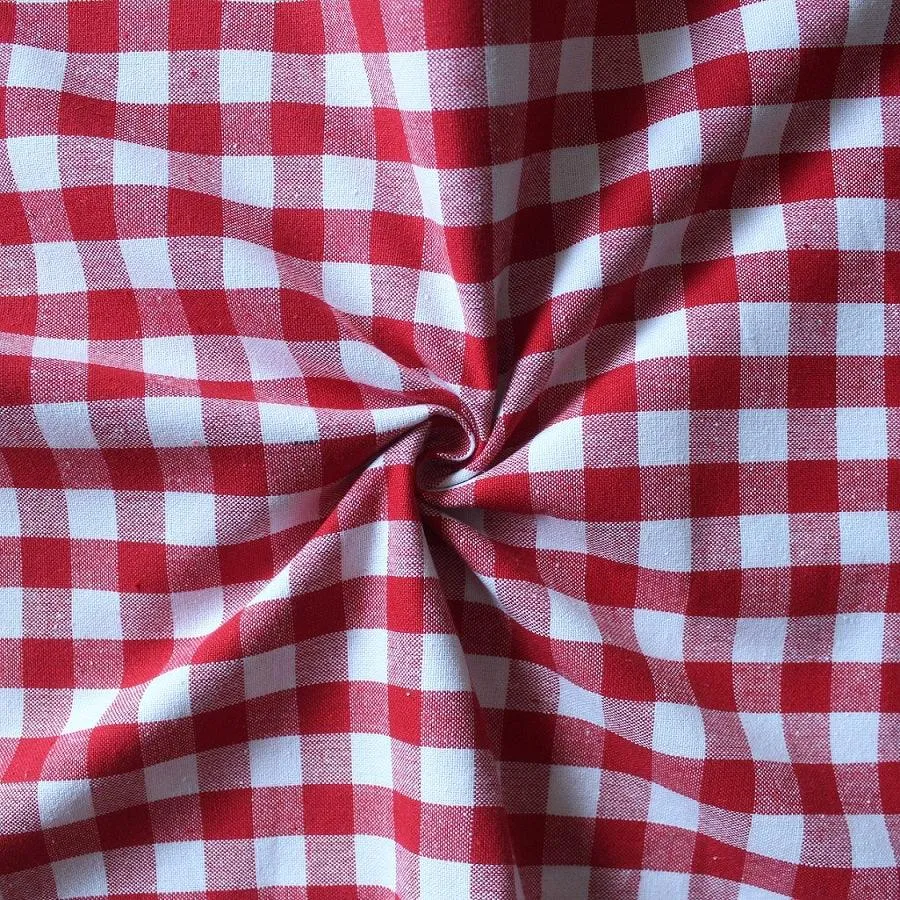Cotton Gingham Check Red With Solid Pocket Free Size Apron Pack Of 1
