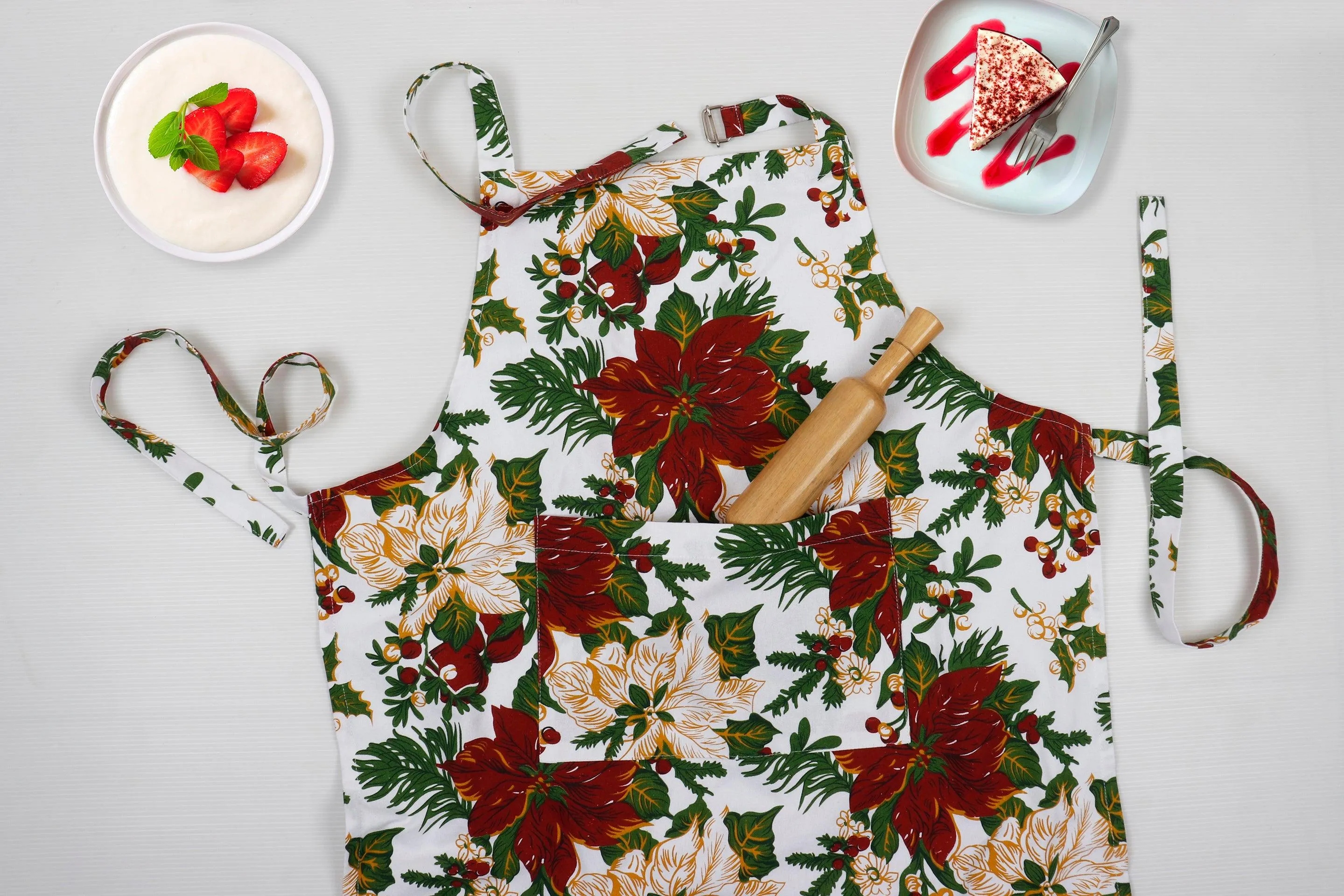 Cotton Maroon Flower Free Size Apron Pack Of 1