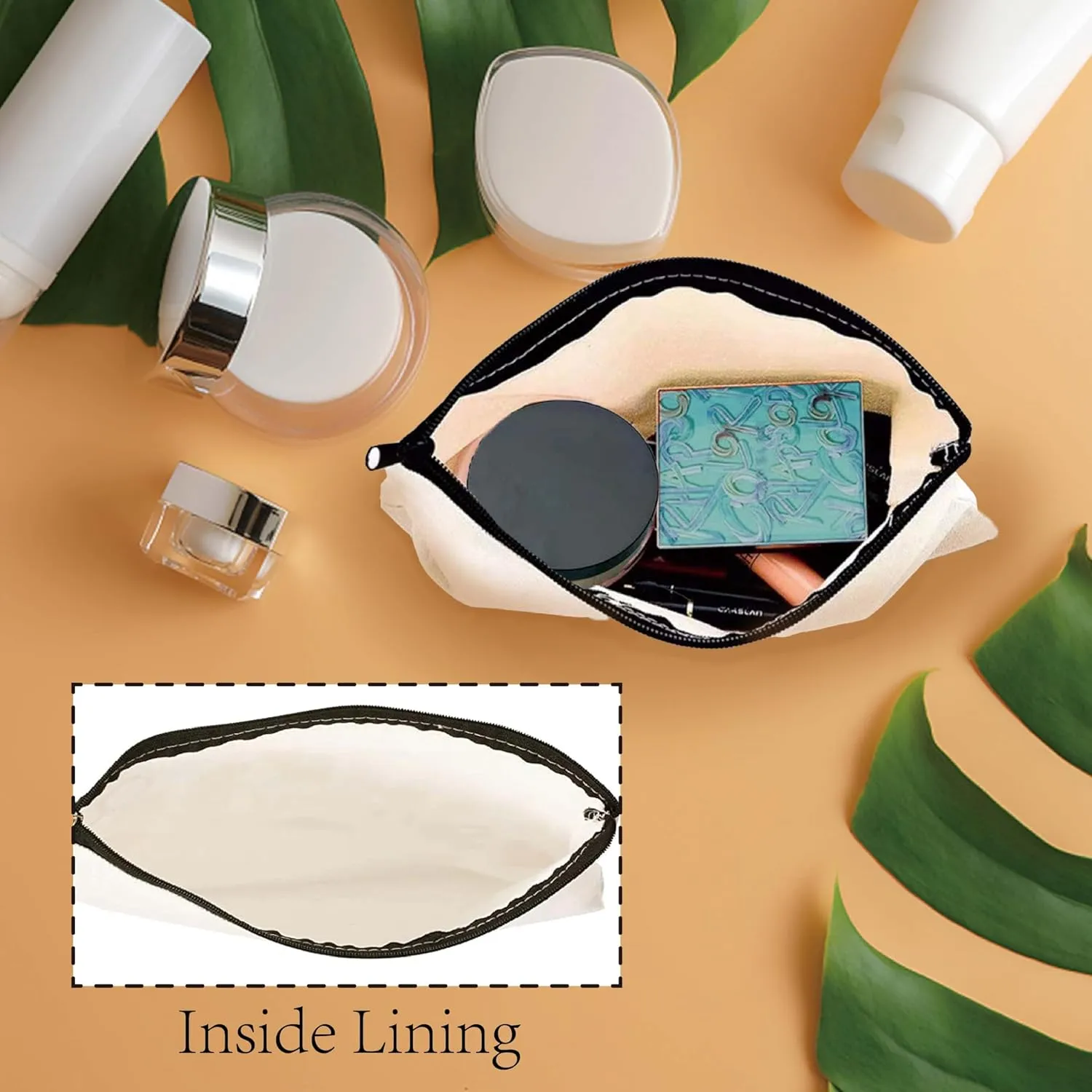 CREATCABIN World Map Canvas Makeup Bags Cosmetic Bag Multi Purpose Pen Case Iron on Transfe Metal Zipper Sublimation Blanks Bag Purse Pouches for Toiletry Travel 10 x 7Inch-Adventure Awaids