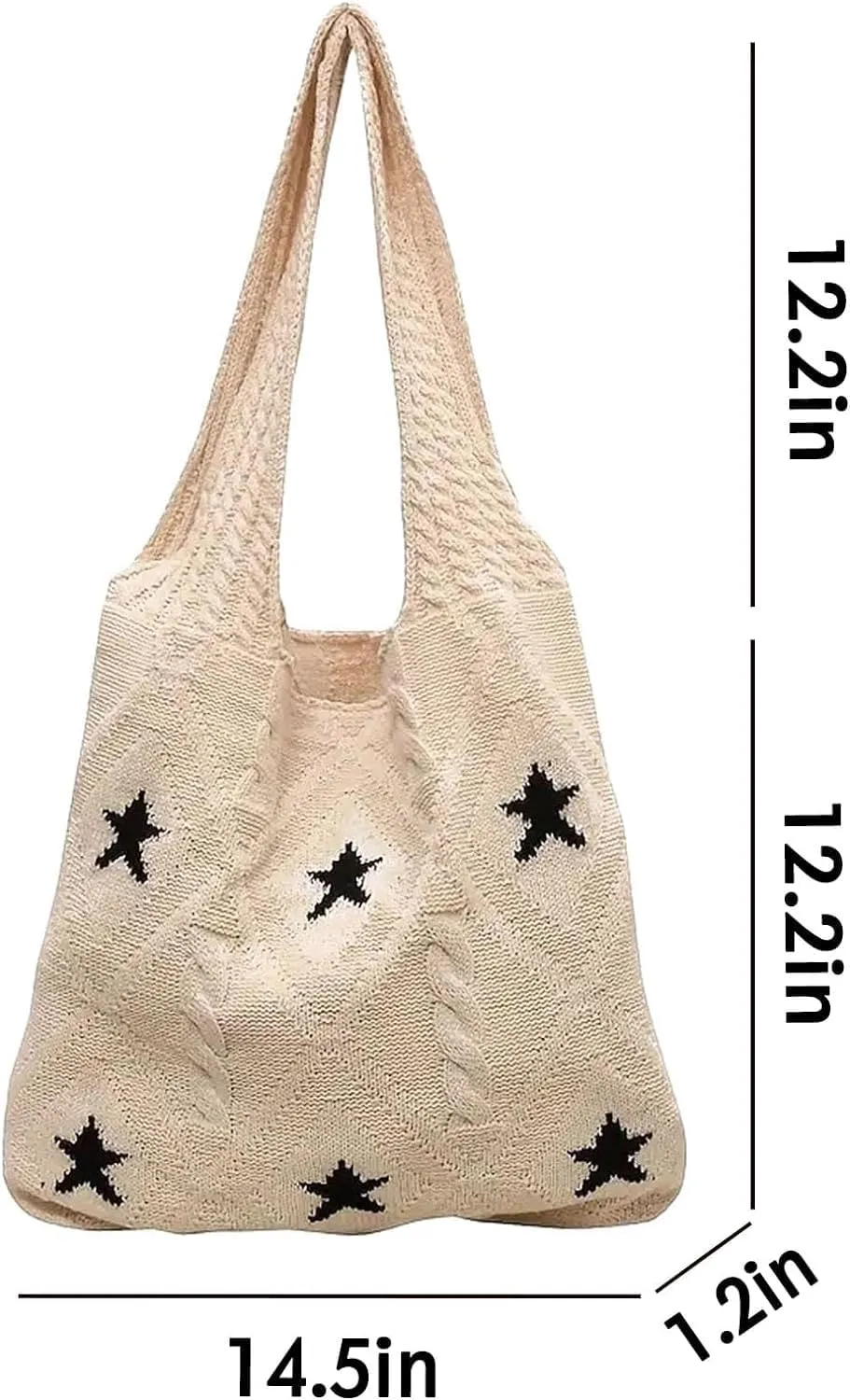 Crochet Tote Bag Y2k Aesthetic Accessories Grunge Hobo Bag Knit Star Bags Beach Purse Shoulder Handbags for Women