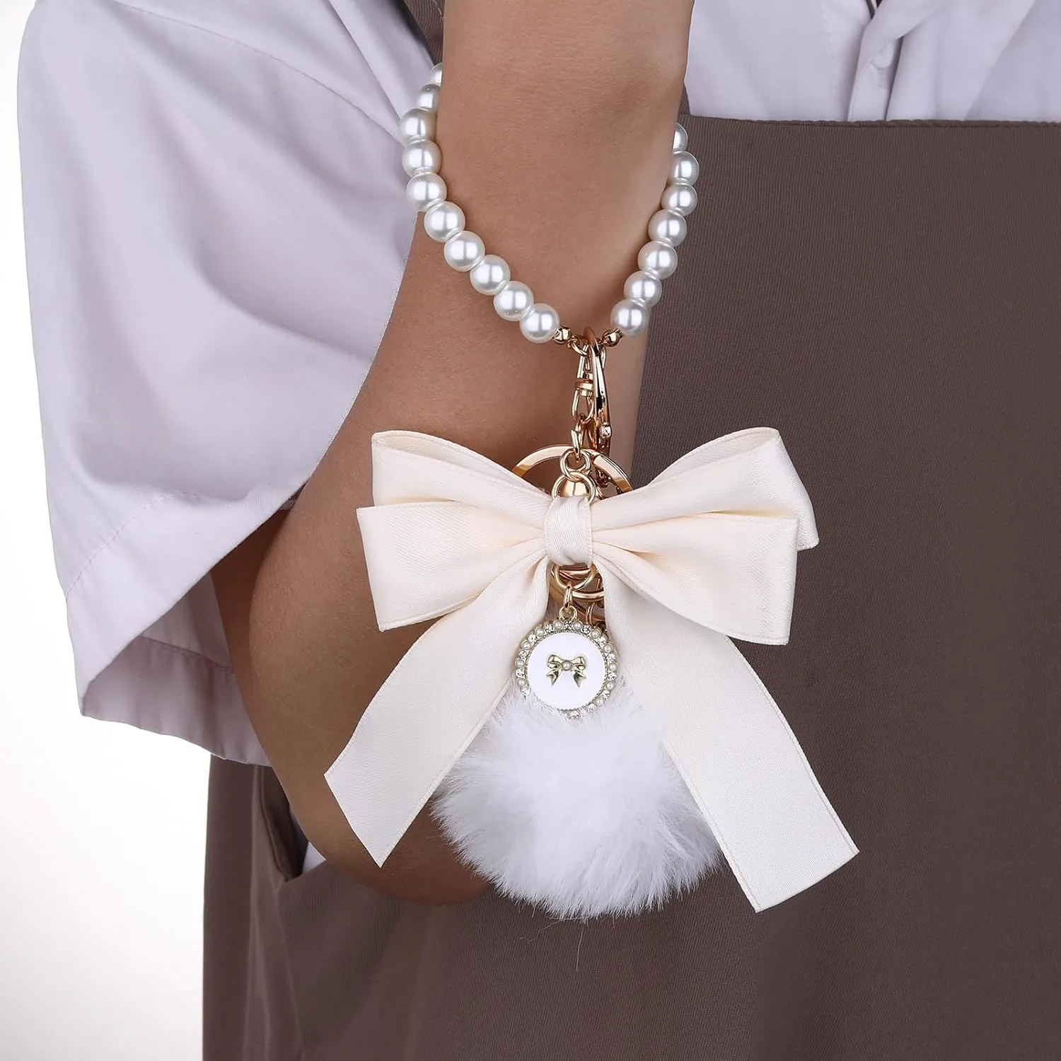 Cute Bow Keychain for Purse, 2 Pcs Bag Charms for Handbags, Purse Accessories Charms Gifts for Girls Women