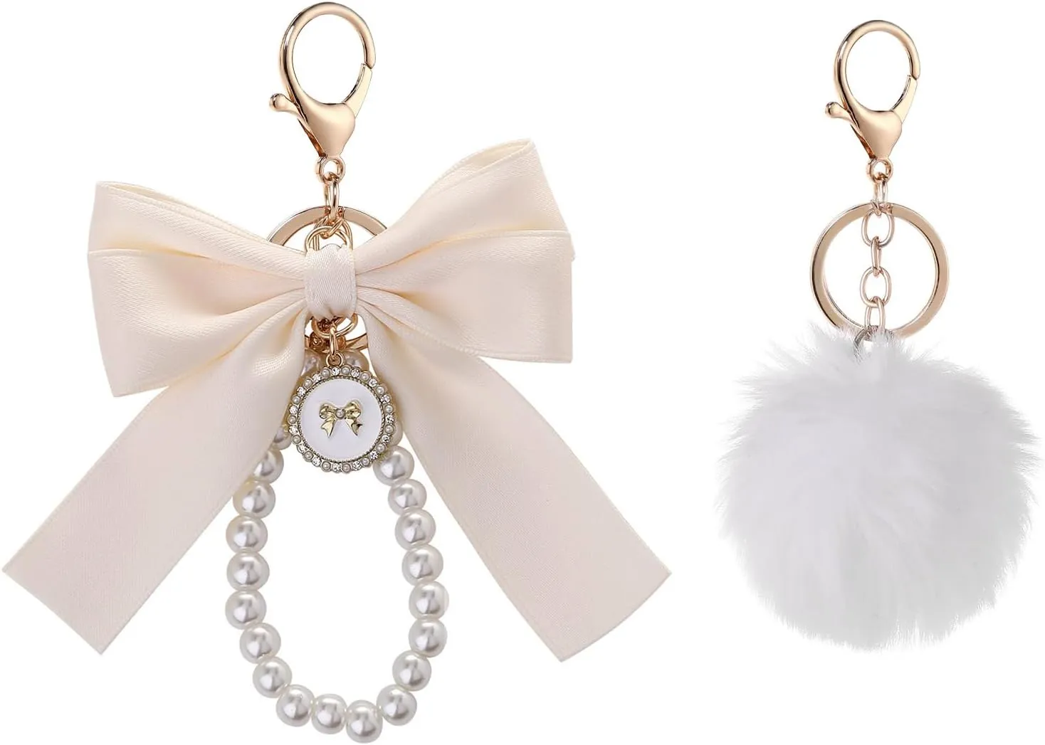 Cute Bow Keychain for Purse, 2 Pcs Bag Charms for Handbags, Purse Accessories Charms Gifts for Girls Women