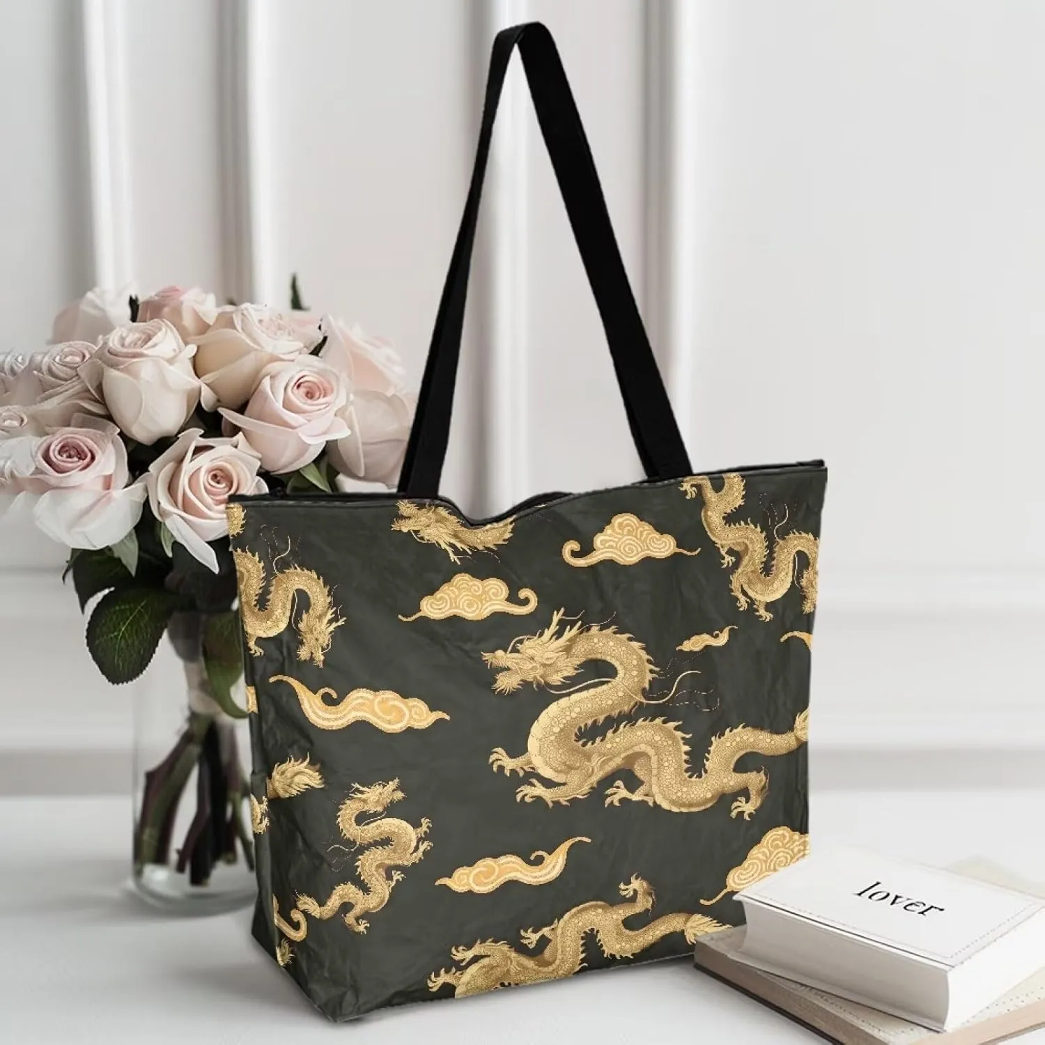 Cute Guient Pig Animal Women Tote Paper Bag Jamaica Flag Foldable Tote Bag, Abstract Art Large Work Commute Bags
