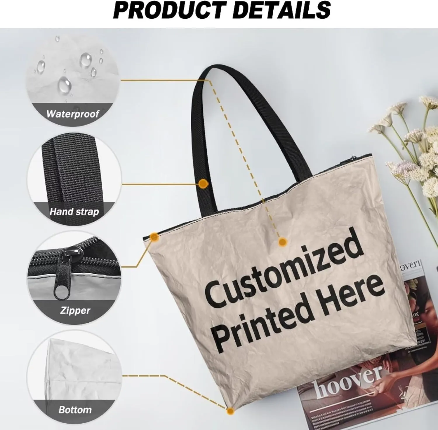 Cute Guient Pig Animal Women Tote Paper Bag Jamaica Flag Foldable Tote Bag, Abstract Art Large Work Commute Bags