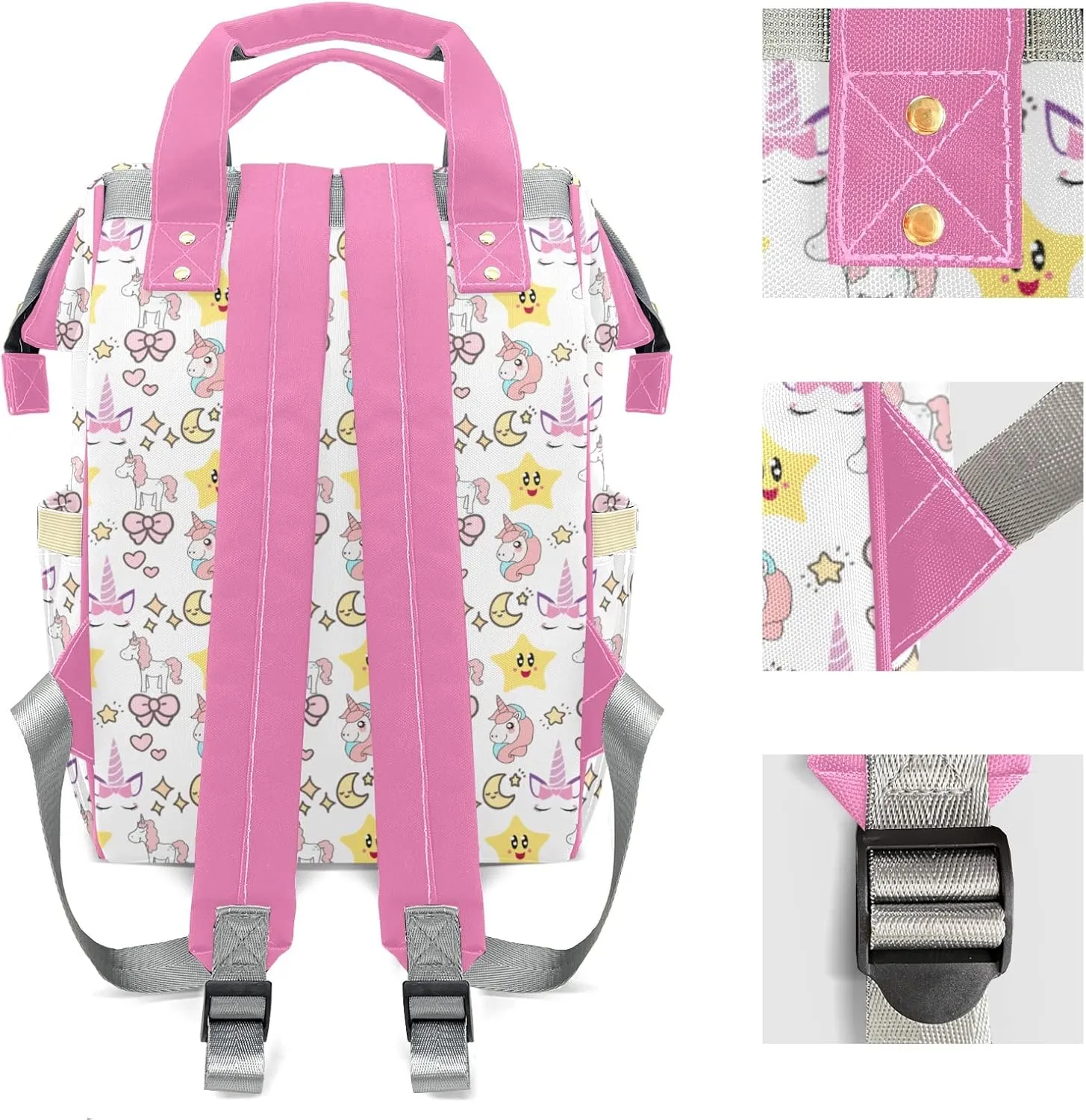 Diaper Bags Unicorn Star Moon Bow Tote Bags Backpack with Name Mommy Nursing Bags Gifts for Women Men