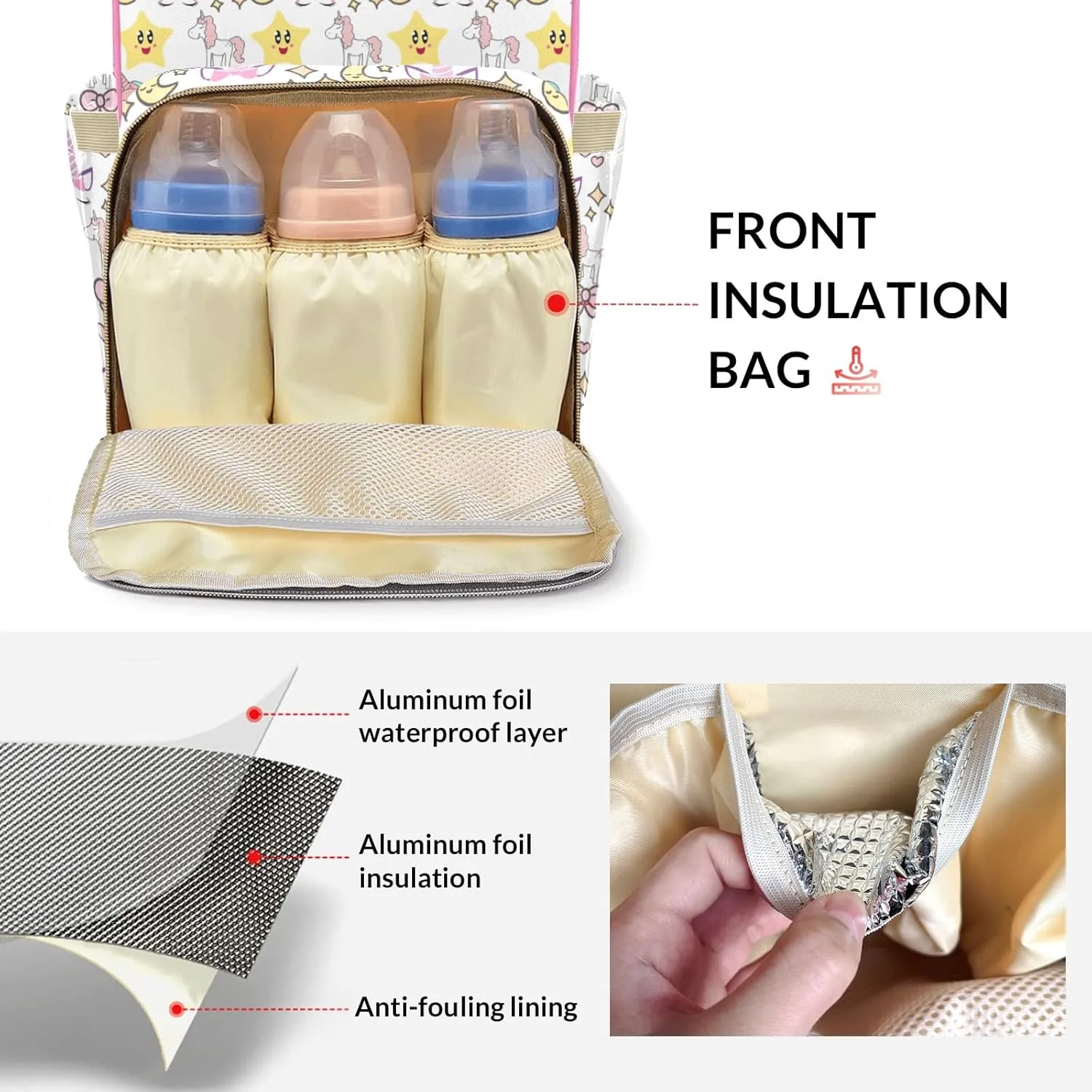 Diaper Bags Unicorn Star Moon Bow Tote Bags Backpack with Name Mommy Nursing Bags Gifts for Women Men