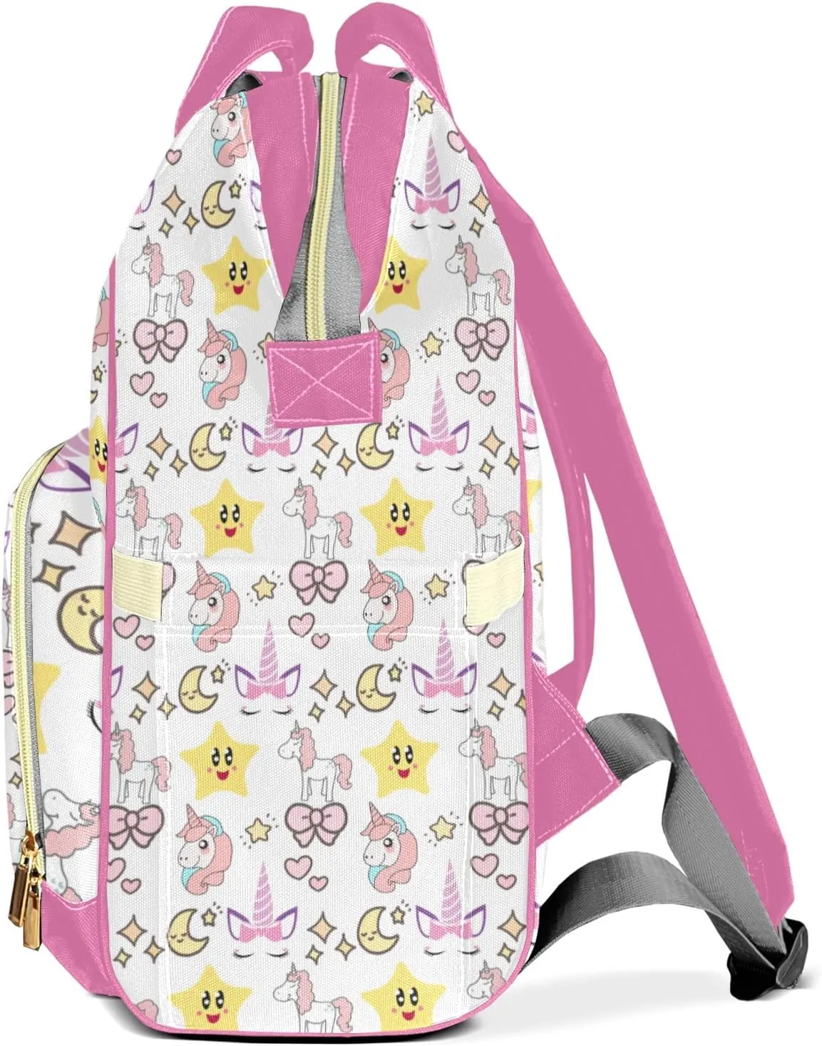 Diaper Bags Unicorn Star Moon Bow Tote Bags Backpack with Name Mommy Nursing Bags Gifts for Women Men