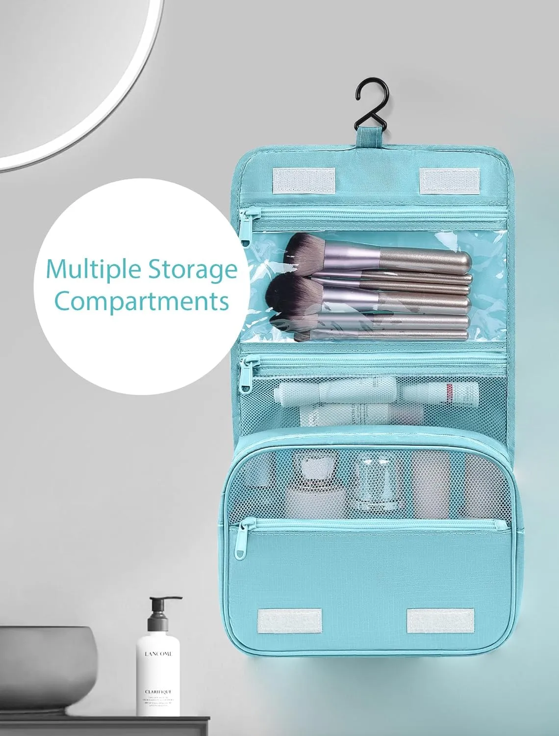 DIMJ Packing Cubes Suitcase, 8 Pieces Packing Cubes for Travel, With Toiletry Bag Hanging, Packing Cubes Carry on Luggage Cubes Packing for Clothes, Shoes, Underwear, Cosmetics, Travel Essential(Blue