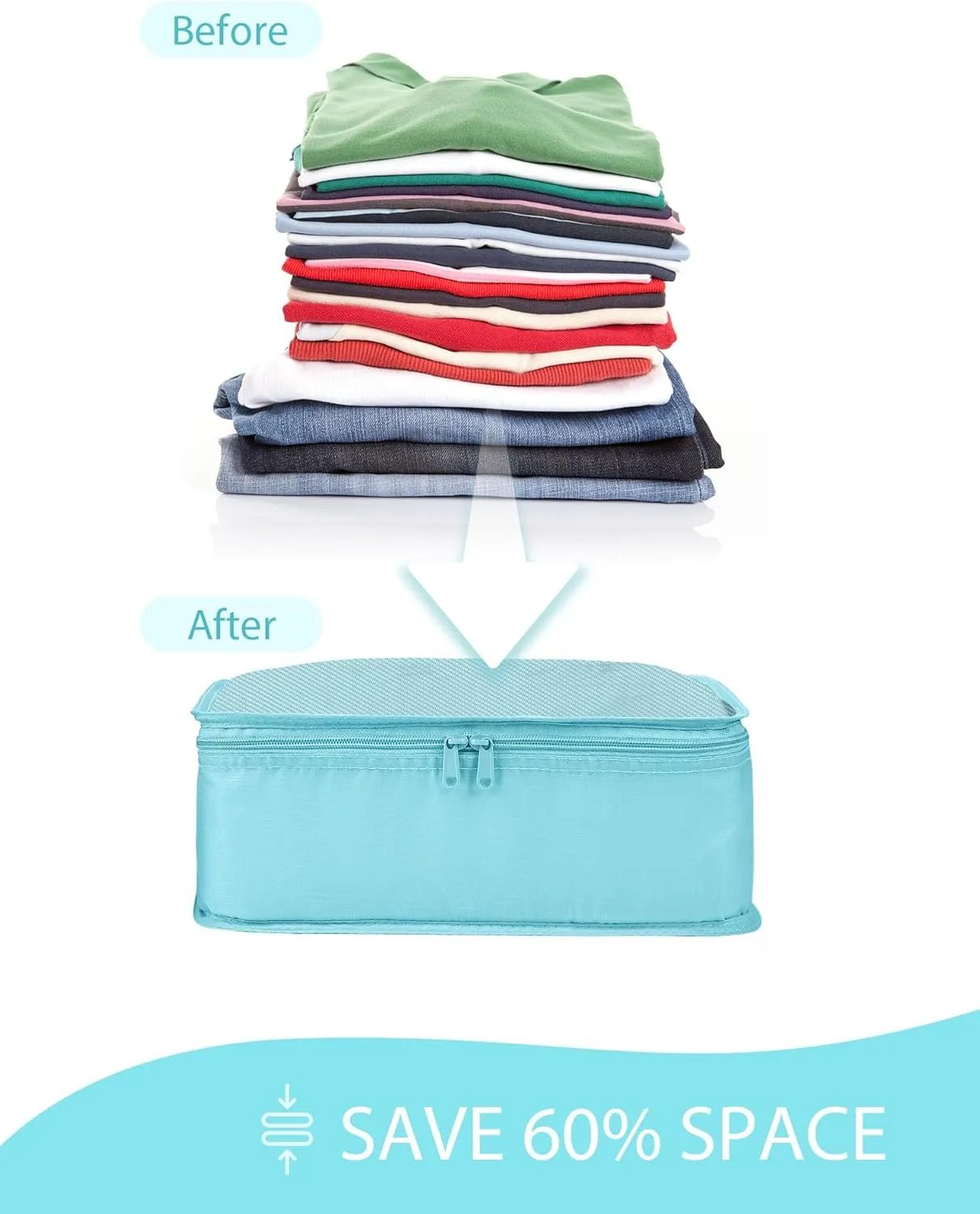 DIMJ Packing Cubes Suitcase, 8 Pieces Packing Cubes for Travel, With Toiletry Bag Hanging, Packing Cubes Carry on Luggage Cubes Packing for Clothes, Shoes, Underwear, Cosmetics, Travel Essential(Blue
