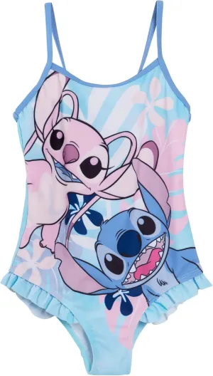 Disney Girls Stitch Swimming Costume Angel Swimsuit One Piece Kids Swimwear Beach Pool
